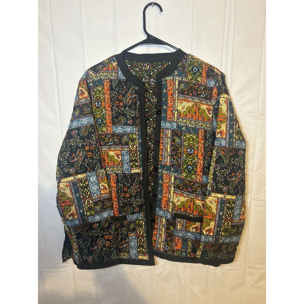 Reversible Quilted Patchwork Jacket Boho Paisley Ditsy Floral Grandmacore